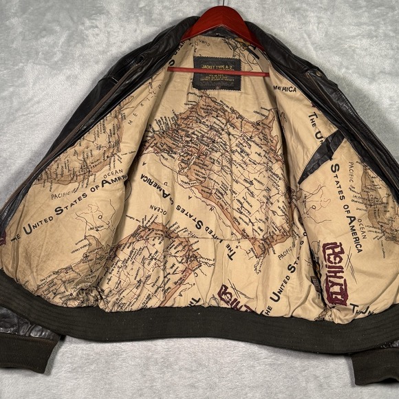 Vintage A2 Flight Leather Jacket Mens L Bomber US Army Air Force Brown - Picture 5 of 13
